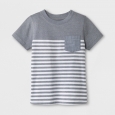 Toddler Boys' Pocket Short Sleeve T-Shirt - Cat & Jack Gray Stripe 3T