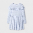 Girls' Stripe Ruffle Dress - Cat & Jack Blue XL