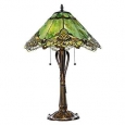 25 Inch Tiffany Style Stained Glass Sea Green Crystal Lace Table Lamp