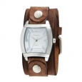 Nemesis Women's Rugged Watch with Brown Leather Cuff Band