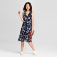 Women's Floral Chiffon Midi Dress - A Day Blue Xs