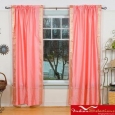 Peach Pink Rod Pocket Sheer Sari Curtain Panel Pair , Handmade in India (As Is Item)