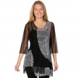 Women's Tunic Top - Sheer Lacy Asymmetrical Hem Layering Shirt