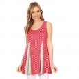 Women's Red/White Polka Dot Sleeveless Tunic