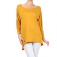 Women's Solid Rayon and Spandex Long-sleeve Tunic