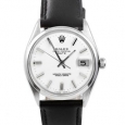 Pre-owned Rolex Men's 1500 Date Watch White Dial and Black Leather Strap Watch