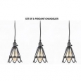 Set of 3-Vintage Barn Metal Pendant Chandelier Industrial Rustic