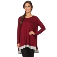 MOA Collection Women's Long Sleeve Colorblock Tunic