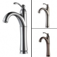 KRAUS Riviera Single Hole Single-Handle Vessel Bathroom Faucet in Satin Nickel