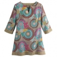 Women's Tunic Top - Breezy Circles 3/4 Length Sleeve Blouse