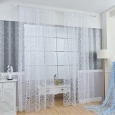 Floral Tulle Sheer Voile Curtains Solid Drape Door Room Window Panels