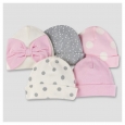 Baby Girls' 5pk Cap Set - Bunny 0-6M - Gerber, Pink