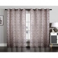 Hannah Semi Sheer Faux Linen Grommet Window Curtain Panel Pair