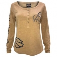 Harley-Davidson Women's Persistence Long Sleeve Henley Shirt, Light                          Bronze