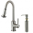 VIGO Astor Stainless Steel Pull-Down Spray Kitchen Faucet with Soap Dispenser