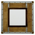 Square Rattan Campaign Beveled Mirror - Multi