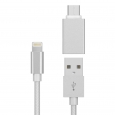6Ft Lightning Usb 8 Pin Charging Cable with Standard Usb to Usb-C 6Ft Adapter, W