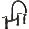 Kohler K-6131-4 Parq Double Handle Bridge Faucet with Sidespray