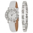 Valletta Women's 'Crystal' Stainless Steel Quartz Synthetic Leather Watch