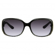 Women's Rectangle Sunglasses with Print Detail - Black
