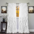 Sheer Voile Ruffled Tier Window Curtain Panel - 50 x 84