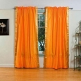 Pumpkin Rod Pocket Sheer Sari Curtain / Drape / Panel - Pair