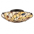 Quoizel Tiffany-style 2-light Vintage-bronze Art-glass Flush Mount