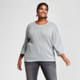 Women's Plus Size 3/4 Sleeve Shine Pullover - Ava & Viv Silver 4x