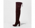 A Day Women's Penelope Heeled Over The Knee Boots - Burgundy -size:9.5