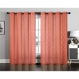 Lattice Semi Sheer Faux Linen Grommet Window Curtain Panel Pair