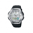 Casio Men's AQ-180W-7BV 'Ana-Digi' Analog-Digital Black Rubber Watch - Silver