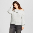 Women's Plus Size Textured Off the Shoulder Sweater - A New Day Gray 1X