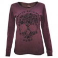 Harley-Davidson Women's Floral Skull Notched V-Neck Long                          Sleeve Shirt, Purple