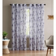 Jasmine Floral Printed Sheer Grommet Panel, Purple, 54x90 Inches