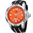 Joshua & Sons Men's Swiss Quartz Diamond Date Orange Strap Watch