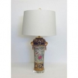 Royal Medallion Elephant Ears Porcelain Table Lamp on Crystal Base