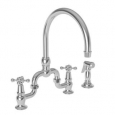 Newport Brass 9460 Chesterfield Bridge Kitchen Faucet with Metal Lever Handles and Brass Side Spray - CHROME