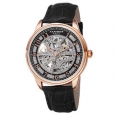 Akribos XXIV Men's Automatic Skeletal Dial Arabic Numeral Markers Leather Rose-Tone Strap Watch