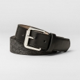 Men's 32mm Fabric Strap Belt With Faux Leather Tabs - Goodfellow & Co. Black M