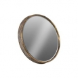 Metal Round Wall Mirror, Floral Pierced Metal Design Sides - Gold