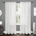 ATI Home Sheer Bordered Pom Pom Rod Pocket Window Curtain Panel Pair