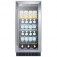 Summit SCR1536BGCS 15 Inch Built-In Undercounter Glass Door Beverage Center