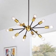 Lorena Sputnik Black Base Metallic Gold Finish Industrial Chandelier