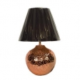 Textured Copper Finish Table Lamp With Black Fabric Empire Shade 23 Inches Tall
