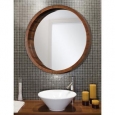 Ren Wil Walnut Frame Beveled Round Mirror