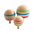 Wooden Novelty 3pcs Wooden Colorful Spinning Top Kids Wood Children's Party Toy