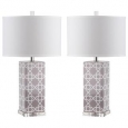 Safavieh Lighting 27-inch Grey Quatrefoil Table Lamp (Set of 2)