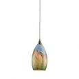 Indoor 1-light Satin Nickel/ Earthscape Glass Pendant Light