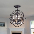 Balyard Black Metal/Crystal 16-Inch 3-light Globe Cage Pendant