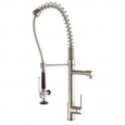 KRAUS Commercial-Style Single-Handle Kitchen Faucet with Pull Down Pre-Rinse Sprayer and Soap Dispenser in Chrome